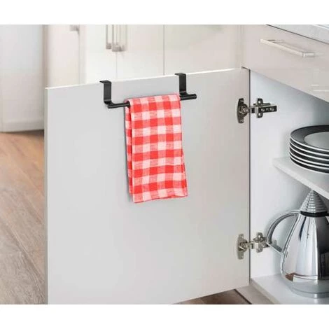 WENKO Porte-serviettes Pour Portes, Support à Serviettes Extensible Pour Cuisine Et Salle De Bain, à Suspendre Au Tiroir & à La Porte D'armoire, Sans Perçage, Acier Inoxydable, 22-35 X 6 X 7 Cm, Noir 5 WENKO Porte-serviettes Pour Portes, Support à Serviettes Extensible Pour Cuisine Et Salle De Bain, à Suspendre Au Tiroir & à La Porte D'armoire, Sans Perçage, Acier Inoxydable, 22-35 X 6 X 7 Cm, Noir – Image 3