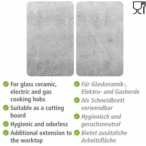 WENKO Protection Plaque De Cuisson Universal Beton, Couvre Plaque De Cuisson En Verre Effet Béton, Lot De 2, Verre Trempé, 30x52 Cm, Multicolore 5 WENKO Protection Plaque De Cuisson Universal Beton, Couvre Plaque De Cuisson En Verre Effet Béton, Lot De 2, Verre Trempé, 30x52 Cm, Multicolore – Image 3