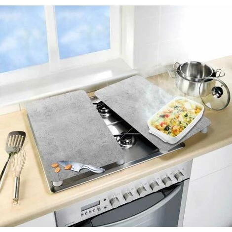 WENKO Protection Plaque De Cuisson Universal Beton, Couvre Plaque De Cuisson En Verre Effet Béton, Lot De 2, Verre Trempé, 30x52 Cm, Multicolore 7 WENKO Protection Plaque De Cuisson Universal Beton, Couvre Plaque De Cuisson En Verre Effet Béton, Lot De 2, Verre Trempé, 30x52 Cm, Multicolore – Image 5