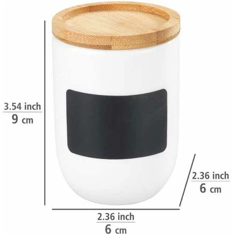 WENKO Pot à Condiments Waia, En Céramique Avec Couvercle En Bambou Et Joint Silicone Pour Conserver Hermétiquement, étiquetage Individuel, Contenance 100 Ml, (l/t X H) : ∅ 6 X 9 Cm, Blanc 7 WENKO Pot à Condiments Waia, En Céramique Avec Couvercle En Bambou Et Joint Silicone Pour Conserver Hermétiquement, étiquetage Individuel, Contenance 100 Ml, (l/t X H) : ∅ 6 X 9 Cm, Blanc – Image 5