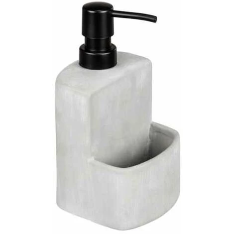 WENKO Distributeur De Liquide Vaisselle Festival Siena, Distributeur De Savon, Céramique Haut De Gamme à Surface Douce Avec Compartiment à éponge, Volume 380 ml, 10 X 18 X 10 cm, Pierre Noire 3 WENKO Distributeur De Liquide Vaisselle Festival Siena, Distributeur De Savon, Céramique Haut De Gamme à Surface Douce Avec Compartiment à éponge, Volume 380 ml, 10 X 18 X 10 cm, Pierre Noire