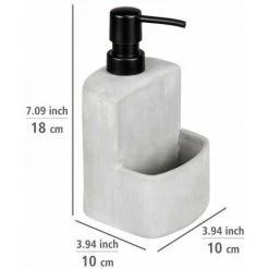 WENKO Distributeur De Liquide Vaisselle Festival Siena, Distributeur De Savon, Céramique Haut De Gamme à Surface Douce Avec Compartiment à éponge, Volume 380 ml, 10 X 18 X 10 cm, Pierre Noire 9 WENKO Distributeur De Liquide Vaisselle Festival Siena, Distributeur De Savon, Céramique Haut De Gamme à Surface Douce Avec Compartiment à éponge, Volume 380 ml, 10 X 18 X 10 cm, Pierre Noire -WENKO Soldes 55427633 3