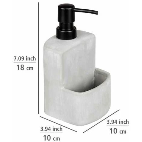 WENKO Distributeur De Liquide Vaisselle Festival Siena, Distributeur De Savon, Céramique Haut De Gamme à Surface Douce Avec Compartiment à éponge, Volume 380 ml, 10 X 18 X 10 cm, Pierre Noire 5 WENKO Distributeur De Liquide Vaisselle Festival Siena, Distributeur De Savon, Céramique Haut De Gamme à Surface Douce Avec Compartiment à éponge, Volume 380 ml, 10 X 18 X 10 cm, Pierre Noire – Image 3