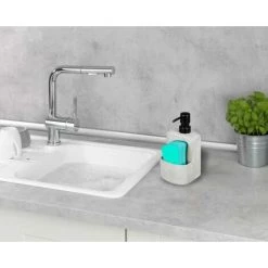 WENKO Distributeur De Liquide Vaisselle Festival Siena, Distributeur De Savon, Céramique Haut De Gamme à Surface Douce Avec Compartiment à éponge, Volume 380 ml, 10 X 18 X 10 cm, Pierre Noire 11 WENKO Distributeur De Liquide Vaisselle Festival Siena, Distributeur De Savon, Céramique Haut De Gamme à Surface Douce Avec Compartiment à éponge, Volume 380 ml, 10 X 18 X 10 cm, Pierre Noire -WENKO Soldes 55427633 5