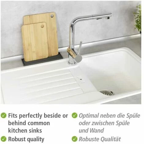 WENKO Support Pour évier Pico, Tapis En Caoutchouc Fin à Structure Rainurée Pour éponges, Savons Ou Liquide Vaisselle, Haute Qualité, Compatible Avec Le Lave-vaisselle, 24 X 1 X 8 Cm, Gris 5 WENKO Support Pour évier Pico, Tapis En Caoutchouc Fin à Structure Rainurée Pour éponges, Savons Ou Liquide Vaisselle, Haute Qualité, Compatible Avec Le Lave-vaisselle, 24 X 1 X 8 Cm, Gris – Image 3