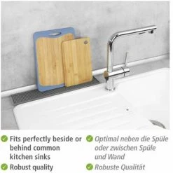WENKO Tapis D'égouttage à Vaisselle Slim, Tapis étroit En Caoutchouc à Picots Pour Sécher Vaisselle & Verres, Tapis D'évier En Plastique Haute Qualité, Compatible Lave-vaisselle, 8 X 42 Cm, Gris -WENKO Soldes 55427636 3