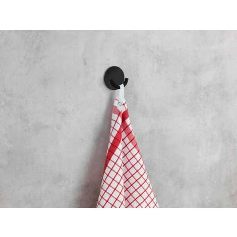WENKO Crochet Mural Rondo, Crochet Autoadhésif En Acier Inoxydable, Fixation Facile Sans Perçage, Idéal Pour Cuisine, Salle De Bain Et Maison, (l/h X P) : Ø 5,5 X 2,5 Cm, Aspect Moderne Noir Mat 6 WENKO Crochet Mural Rondo, Crochet Autoadhésif En Acier Inoxydable, Fixation Facile Sans Perçage, Idéal Pour Cuisine, Salle De Bain Et Maison, (l/h X P) : Ø 5,5 X 2,5 Cm, Aspect Moderne Noir Mat – Image 4