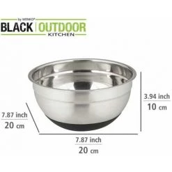 WENKO Bol Inox Aru 1,7 Litres, Bol En Acier Inoxydable Black Outdoor Kitchen Avec Surface Antidérapante En Silicone Noir Sur Le Dessous Pour Une Tenue Stable, Lavable Au Lave-vaisselle, Ø 20 X 10 Cm -WENKO Soldes 55427639 4