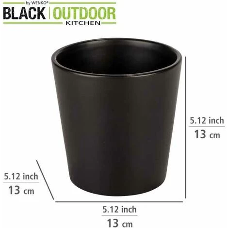 WENKO Pot à Herbes Noir, Récipient Black Outdoor Kitchen Pour Herbes Aromatiques, Céramique Haute Qualité, Boîte Décorative Pour Poser Les Herbes Sur La Table Ou à Côté Du Grill, ∅ 13 X 13 Cm, Noir 5 WENKO Pot à Herbes Noir, Récipient Black Outdoor Kitchen Pour Herbes Aromatiques, Céramique Haute Qualité, Boîte Décorative Pour Poser Les Herbes Sur La Table Ou à Côté Du Grill, ∅ 13 X 13 Cm, Noir – Image 3