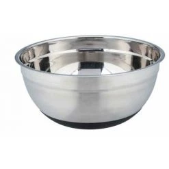 WENKO Bol Inox Aru 4 Litres, Bol En Acier Inoxydable Black Outdoor Kitchen Avec Surface Antidérapante En Silicone Noir Sur Le Dessous Pour Une Tenue Stable, Lavable Au Lave-vaisselle, Ø 26 X 12 Cm