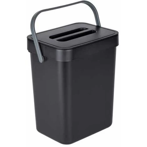 WENKO Collecteur De Déchets à Poignée Tago, Poubelle D'un Volume De 5 Litres, Compacte Avec Fixation Sans Perçage, Possibilité De Fixation Static-Loc® Par-dessus Une Porte, 21 X 24,5 X 17 Cm, Noir 3 WENKO Collecteur De Déchets à Poignée Tago, Poubelle D'un Volume De 5 Litres, Compacte Avec Fixation Sans Perçage, Possibilité De Fixation Static-Loc® Par-dessus Une Porte, 21 X 24,5 X 17 Cm, Noir