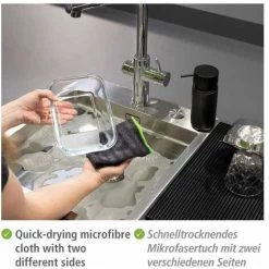 WENKO Chiffon En Microfibres Migro, Kit De 2 Chiffons De Nettoyage Avec Deux Côtés Différents Pour Un Nettoyage Doux Et Fort, Nettoyage Approfondi à L'eau Uniquement, 30 X 30 Cm, Gris/noir 9 WENKO Chiffon En Microfibres Migro, Kit De 2 Chiffons De Nettoyage Avec Deux Côtés Différents Pour Un Nettoyage Doux Et Fort, Nettoyage Approfondi à L'eau Uniquement, 30 X 30 Cm, Gris/noir -WENKO Soldes 55427645 3