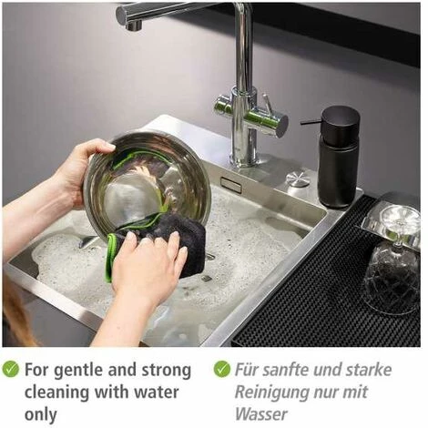 WENKO Chiffon En Microfibres Migro, Kit De 2 Chiffons De Nettoyage Avec Deux Côtés Différents Pour Un Nettoyage Doux Et Fort, Nettoyage Approfondi à L'eau Uniquement, 30 X 30 Cm, Gris/noir 6 WENKO Chiffon En Microfibres Migro, Kit De 2 Chiffons De Nettoyage Avec Deux Côtés Différents Pour Un Nettoyage Doux Et Fort, Nettoyage Approfondi à L'eau Uniquement, 30 X 30 Cm, Gris/noir – Image 4