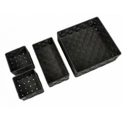 WENKO Corbeille De Bain Adria Noire, Kit De 4, Décorative Pour Le Rangement Et L'organisation Aux Dimensions S, M & L Pour Cuisine, Salle De Bain Et Maison, Organiseur En Polypropylène Robuste