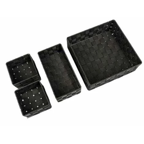 WENKO Corbeille De Bain Adria Noire, Kit De 4, Décorative Pour Le Rangement Et L'organisation Aux Dimensions S, M & L Pour Cuisine, Salle De Bain Et Maison, Organiseur En Polypropylène Robuste 3 WENKO Corbeille De Bain Adria Noire, Kit De 4, Décorative Pour Le Rangement Et L'organisation Aux Dimensions S, M & L Pour Cuisine, Salle De Bain Et Maison, Organiseur En Polypropylène Robuste