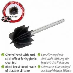 WENKO Brosse à WC De Rechange Avec Tête à Lamelles En Silicone, Brosse De Toilette à Tête Noire En Silicone Durable Avec Effet Spécialement Antiadhésif & Manche En Inox, Ø 7,5 X 35,5 Cm -WENKO Soldes 55471284 2