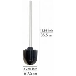 WENKO Brosse à WC De Rechange Avec Tête à Lamelles En Silicone, Brosse De Toilette à Tête Noire En Silicone Durable Avec Effet Spécialement Antiadhésif & Manche En Inox, Ø 7,5 X 35,5 Cm -WENKO Soldes 55471284 4