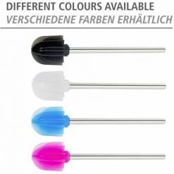 WENKO Brosse à WC De Rechange Avec Tête à Lamelles En Silicone, Brosse De Toilette à Tête Noire En Silicone Durable Avec Effet Spécialement Antiadhésif & Manche En Inox, Ø 7,5 X 35,5 Cm -WENKO Soldes 55471284 5