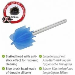 WENKO Brosse à WC De Rechange Bleue Avec Tête à Lamelles En Silicone, Brosse à WC à Tête En Silicone Durable Avec Effet Spécialement Antiadhésif & Manche En Inox, Ø 7,5 X 35,5 Cm -WENKO Soldes 55471285 2