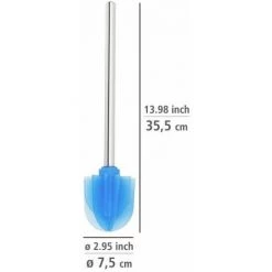 WENKO Brosse à WC De Rechange Bleue Avec Tête à Lamelles En Silicone, Brosse à WC à Tête En Silicone Durable Avec Effet Spécialement Antiadhésif & Manche En Inox, Ø 7,5 X 35,5 Cm -WENKO Soldes 55471285 4