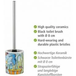 WENKO Kit D'accessoires Pour WC Rollin'Art Ocean Life, Porte-brosse WC Ouvert Flexible En Céramique De Haute Qualité Imprimée D'un Motif Vie Sous-marine, Avec Brosse à WC Noire Ø 8 Cm, Ø 10 X 39 Cm 8 WENKO Kit D'accessoires Pour WC Rollin'Art Ocean Life, Porte-brosse WC Ouvert Flexible En Céramique De Haute Qualité Imprimée D'un Motif Vie Sous-marine, Avec Brosse à WC Noire Ø 8 Cm, Ø 10 X 39 Cm -WENKO Soldes 55471286 2