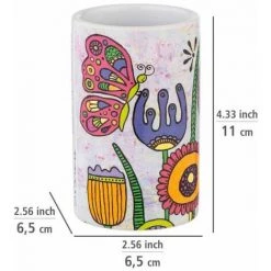 WENKO Gobelet De Brosse à Dents Rollin'Art Full Bloom, Porte-brosse à Dents En Céramique De Qualité Imprimée Avec Motif Champ De Fleurs Coloré, Gobelet Pour Rangement Salle De Bain, Ø 6,5 X 11 Cm -WENKO Soldes 55471287 3