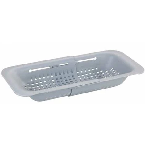 WENKO Passoire D'évier Sivo, Passoire Pratique Pour évier En Plastique, Laver Les Fruits Et Légumes, Extensible Jusqu'à 50 Cm Pour Un Travail Hygiénique Dans La Cuisine, Sans BPA, Gris Clair 3 WENKO Passoire D'évier Sivo, Passoire Pratique Pour évier En Plastique, Laver Les Fruits Et Légumes, Extensible Jusqu'à 50 Cm Pour Un Travail Hygiénique Dans La Cuisine, Sans BPA, Gris Clair