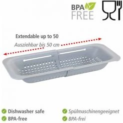 WENKO Passoire D'évier Sivo, Passoire Pratique Pour évier En Plastique, Laver Les Fruits Et Légumes, Extensible Jusqu'à 50 Cm Pour Un Travail Hygiénique Dans La Cuisine, Sans BPA, Gris Clair 9 WENKO Passoire D'évier Sivo, Passoire Pratique Pour évier En Plastique, Laver Les Fruits Et Légumes, Extensible Jusqu'à 50 Cm Pour Un Travail Hygiénique Dans La Cuisine, Sans BPA, Gris Clair -WENKO Soldes 55471292 3