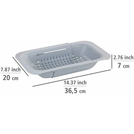 WENKO Passoire D'évier Sivo, Passoire Pratique Pour évier En Plastique, Laver Les Fruits Et Légumes, Extensible Jusqu'à 50 Cm Pour Un Travail Hygiénique Dans La Cuisine, Sans BPA, Gris Clair 6 WENKO Passoire D'évier Sivo, Passoire Pratique Pour évier En Plastique, Laver Les Fruits Et Légumes, Extensible Jusqu'à 50 Cm Pour Un Travail Hygiénique Dans La Cuisine, Sans BPA, Gris Clair – Image 4