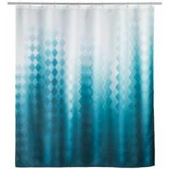 WENKO Rideau De Douche Tullin, 180 X 200 Cm, Rideau 100 % Polyester Avec œillets Métalliques & Bande De Lest En Caoutchouc Pour La Douche Et La Baignoire, Hydrofuge & Lavable, 12 Anneaux Blancs Inclus