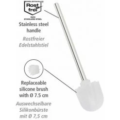 WENKO Brosse à WC De Rechange Blanche Avec Tête à Lamelles En Silicone, Brosse à WC à Tête En Silicone Durable Avec Effet Spécialement Antiadhésif & Manche En Inox, Ø 7,5 X 35,5 Cm -WENKO Soldes 55471303 3