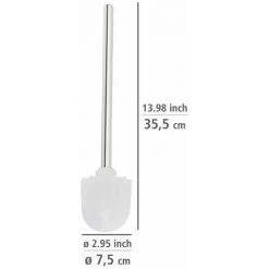 WENKO Brosse à WC De Rechange Blanche Avec Tête à Lamelles En Silicone, Brosse à WC à Tête En Silicone Durable Avec Effet Spécialement Antiadhésif & Manche En Inox, Ø 7,5 X 35,5 Cm -WENKO Soldes 55471303 4