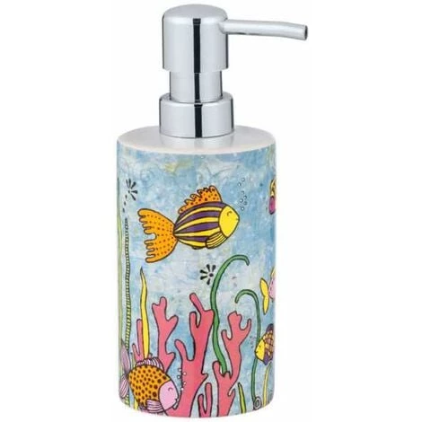 WENKO Distributeur De Savon Rollin'Art Ocean Life, Distributeur à Pompe Rechargeable En Céramique De 360 Ml Pour Savon, Liquide Vaisselle Ou Désinfectant Avec Motif Monde Sous-marin, 8,5 X 18 X 7 Cm 3 WENKO Distributeur De Savon Rollin'Art Ocean Life, Distributeur à Pompe Rechargeable En Céramique De 360 Ml Pour Savon, Liquide Vaisselle Ou Désinfectant Avec Motif Monde Sous-marin, 8,5 X 18 X 7 Cm
