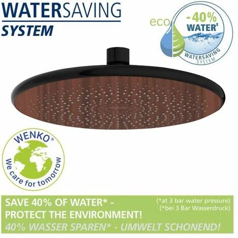 WENKO Douchette Ciel De Pluie Watersaving Wood, Pomme De Douche Durable, Aspect Bois, économie D'eau, Confort Total, Raccord Universel ½" Et Adapté Aux Chauffe-eau Instantanés, Ø 22,5 Cm, Marron/noir 4 WENKO Douchette Ciel De Pluie Watersaving Wood, Pomme De Douche Durable, Aspect Bois, économie D'eau, Confort Total, Raccord Universel ½" Et Adapté Aux Chauffe-eau Instantanés, Ø 22,5 Cm, Marron/noir – Image 2