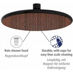 WENKO Douchette Ciel De Pluie Watersaving Wood, Pomme De Douche Durable, Aspect Bois, économie D'eau, Confort Total, Raccord Universel ½" Et Adapté Aux Chauffe-eau Instantanés, Ø 22,5 Cm, Marron/noir 9 WENKO Douchette Ciel De Pluie Watersaving Wood, Pomme De Douche Durable, Aspect Bois, économie D'eau, Confort Total, Raccord Universel ½" Et Adapté Aux Chauffe-eau Instantanés, Ø 22,5 Cm, Marron/noir -WENKO Soldes 55471306 3