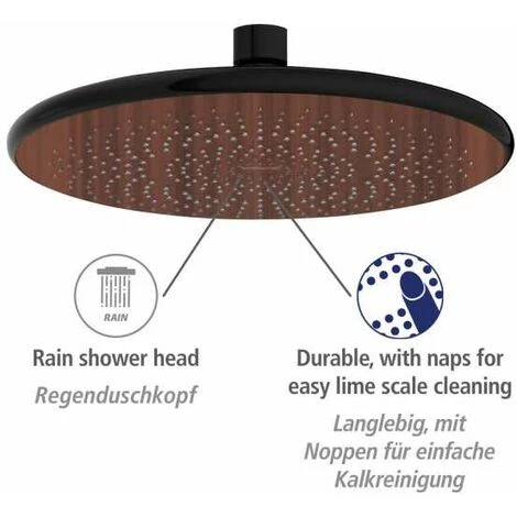 WENKO Douchette Ciel De Pluie Watersaving Wood, Pomme De Douche Durable, Aspect Bois, économie D'eau, Confort Total, Raccord Universel ½" Et Adapté Aux Chauffe-eau Instantanés, Ø 22,5 Cm, Marron/noir 5 WENKO Douchette Ciel De Pluie Watersaving Wood, Pomme De Douche Durable, Aspect Bois, économie D'eau, Confort Total, Raccord Universel ½" Et Adapté Aux Chauffe-eau Instantanés, Ø 22,5 Cm, Marron/noir – Image 3