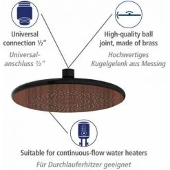 WENKO Douchette Ciel De Pluie Watersaving Wood, Pomme De Douche Durable, Aspect Bois, économie D'eau, Confort Total, Raccord Universel ½" Et Adapté Aux Chauffe-eau Instantanés, Ø 22,5 Cm, Marron/noir 10 WENKO Douchette Ciel De Pluie Watersaving Wood, Pomme De Douche Durable, Aspect Bois, économie D'eau, Confort Total, Raccord Universel ½" Et Adapté Aux Chauffe-eau Instantanés, Ø 22,5 Cm, Marron/noir -WENKO Soldes 55471306 4