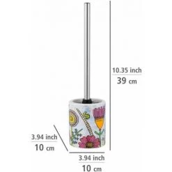 WENKO Set WC Rollin'Art Full Bloom, Porte-brosse WC Ouvert Et Flexible En Céramique De Haute Qualité Imprimée D'un Motif Champ De Fleurs Coloré, Avec Brosse à WC Noire Ø 8 Cm, Ø 10 X 39 Cm -WENKO Soldes 55471307 4