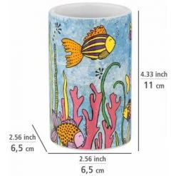 WENKO Gobelet De Brosse à Dents Rollin'Art Ocean Life, Porte-brosse à Dents En Céramique De Qualité Imprimée Avec Motif Vie Sous-marine Coloré, Gobelet Pour Rangement De Salle De Bain, Ø 6,5 X 11 Cm 9 WENKO Gobelet De Brosse à Dents Rollin'Art Ocean Life, Porte-brosse à Dents En Céramique De Qualité Imprimée Avec Motif Vie Sous-marine Coloré, Gobelet Pour Rangement De Salle De Bain, Ø 6,5 X 11 Cm -WENKO Soldes 55471308 3