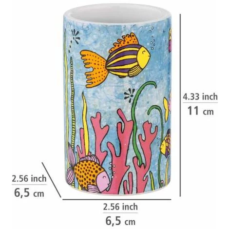 WENKO Gobelet De Brosse à Dents Rollin'Art Ocean Life, Porte-brosse à Dents En Céramique De Qualité Imprimée Avec Motif Vie Sous-marine Coloré, Gobelet Pour Rangement De Salle De Bain, Ø 6,5 X 11 Cm 5 WENKO Gobelet De Brosse à Dents Rollin'Art Ocean Life, Porte-brosse à Dents En Céramique De Qualité Imprimée Avec Motif Vie Sous-marine Coloré, Gobelet Pour Rangement De Salle De Bain, Ø 6,5 X 11 Cm – Image 3