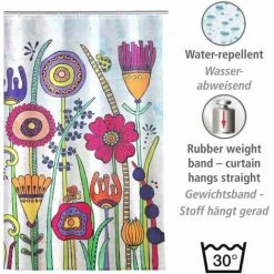 WENKO Rideau De Douche Rollin'Art Full Bloom, Rideau De Baignoire Textile Hydrofuge 100 % Polyester à Motif Prairie Fleurie & Bande De Lest, Lavable à 30°C, 12 Anneaux Inclus, 180 X 200 Cm 9 WENKO Rideau De Douche Rollin'Art Full Bloom, Rideau De Baignoire Textile Hydrofuge 100 % Polyester à Motif Prairie Fleurie & Bande De Lest, Lavable à 30°C, 12 Anneaux Inclus, 180 X 200 Cm -WENKO Soldes 55471309 3