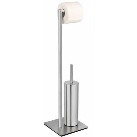 WENKO Kit D'accessoires Pour WC Sur Pied Recco, Porte-brosse WC Et Distributeur Papier Toilette En Inox Satiné Sur Plaque Lourde D'une Bonne Stabilité, Brosse WC à Tête En Silicone, 20 X 71,5 X 20 Cm 4 WENKO Kit D'accessoires Pour WC Sur Pied Recco, Porte-brosse WC Et Distributeur Papier Toilette En Inox Satiné Sur Plaque Lourde D'une Bonne Stabilité, Brosse WC à Tête En Silicone, 20 X 71,5 X 20 Cm – Image 2
