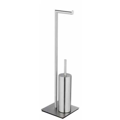 WENKO Kit D'accessoires Pour WC Sur Pied Recco, Porte-brosse WC Et Distributeur Papier Toilette En Inox Satiné Sur Plaque Lourde D'une Bonne Stabilité, Brosse WC à Tête En Silicone, 20 X 71,5 X 20 Cm 5 WENKO Kit D'accessoires Pour WC Sur Pied Recco, Porte-brosse WC Et Distributeur Papier Toilette En Inox Satiné Sur Plaque Lourde D'une Bonne Stabilité, Brosse WC à Tête En Silicone, 20 X 71,5 X 20 Cm – Image 3