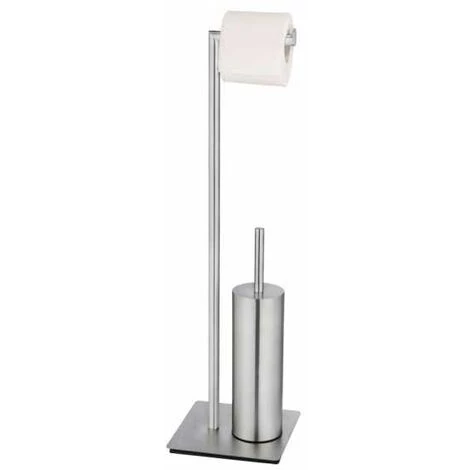 WENKO Kit D'accessoires Pour WC Sur Pied Recco, Porte-brosse WC Et Distributeur Papier Toilette En Inox Satiné Sur Plaque Lourde D'une Bonne Stabilité, Brosse WC à Tête En Silicone, 20 X 71,5 X 20 Cm 7 WENKO Kit D'accessoires Pour WC Sur Pied Recco, Porte-brosse WC Et Distributeur Papier Toilette En Inox Satiné Sur Plaque Lourde D'une Bonne Stabilité, Brosse WC à Tête En Silicone, 20 X 71,5 X 20 Cm – Image 5