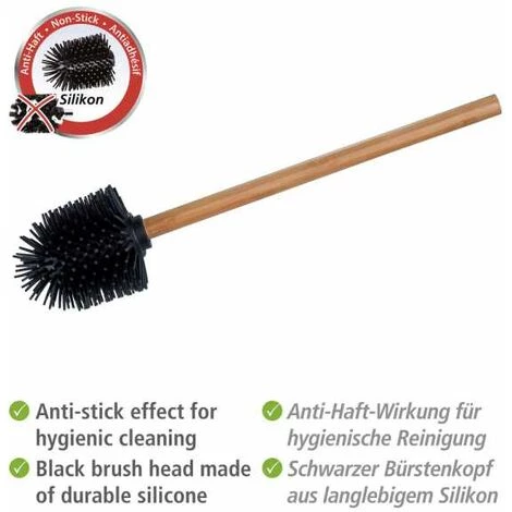 WENKO Brosse WC En Silicone, Brosse De Rechange Pour WC Avec Manche En Bambou Et Tête Interchangeable En Silicone Pour Un Nettoyage Hygiénique Des Toilettes, (L/P X H) : Ø 7,5 X 35 Cm, Marron/noir 4 WENKO Brosse WC En Silicone, Brosse De Rechange Pour WC Avec Manche En Bambou Et Tête Interchangeable En Silicone Pour Un Nettoyage Hygiénique Des Toilettes, (L/P X H) : Ø 7,5 X 35 Cm, Marron/noir – Image 2
