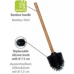 WENKO Brosse WC En Silicone, Brosse De Rechange Pour WC Avec Manche En Bambou Et Tête Interchangeable En Silicone Pour Un Nettoyage Hygiénique Des Toilettes, (L/P X H) : Ø 7,5 X 35 Cm, Marron/noir 9 WENKO Brosse WC En Silicone, Brosse De Rechange Pour WC Avec Manche En Bambou Et Tête Interchangeable En Silicone Pour Un Nettoyage Hygiénique Des Toilettes, (L/P X H) : Ø 7,5 X 35 Cm, Marron/noir -WENKO Soldes 55471314 3