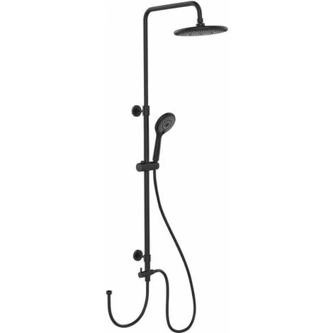 WENKO Système De Douche Watersaving, Barre De Douche Inox Avec Pomme De Douche Ciel De Pluie Et Douchette D'économie D'eau, Raccordement Facile à La Robinetterie, Hauteur Réglable (75-120 Cm), Noir 3 WENKO Système De Douche Watersaving, Barre De Douche Inox Avec Pomme De Douche Ciel De Pluie Et Douchette D'économie D'eau, Raccordement Facile à La Robinetterie, Hauteur Réglable (75-120 Cm), Noir