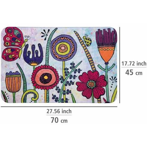 WENKO Tapis De Bain Rollin'Art Full Bloom, Tapis De Douche à Motif Prairie Fleurie, Surface Velours & Dessous Antidérapant, Compatible Avec Le Chauffage Au Sol, 100 % Polyester, 45 X 70 Cm 6 WENKO Tapis De Bain Rollin'Art Full Bloom, Tapis De Douche à Motif Prairie Fleurie, Surface Velours & Dessous Antidérapant, Compatible Avec Le Chauffage Au Sol, 100 % Polyester, 45 X 70 Cm – Image 4