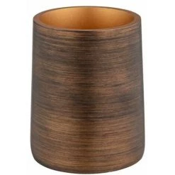 WENKO Gobelet Pour Brosse à Dents Palena, Rangement Des Brosses à Dents Et Des Pinceaux De Maquillage, Polyrésine De Haute Qualité, Design élégant, (L/P X H) : Ø 8,5 X 10,8 Cm, Bronze