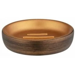 WENKO Porte-savon Palena, Support à Savon Rond Pour Ranger Les Savons Solides Ou Les Shampooings, En Polyrésine De Haute Qualité Et Au Design élégant, (L/P X H) : Ø 10,5 X 2,5 Cm, Bronze -WENKO Soldes 55471322 5